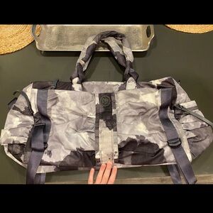 Lululemon Grey Black and White Duffel Bag
